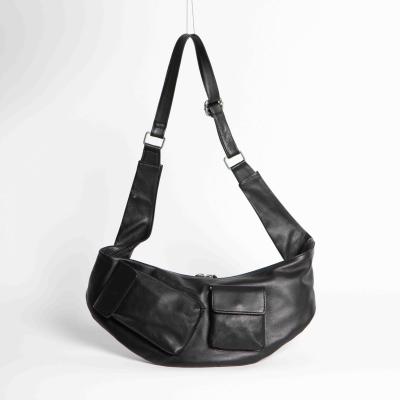 Leather fanny pack with compartments