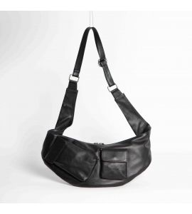 Leather fanny pack with compartments