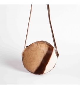 Round furry leather bag