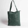 Rectangular leather shopper bag with Barcelona tile