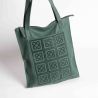 Rectangular leather shopper bag with Barcelona tile