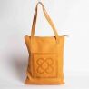 Bolsa shopper rectangular de piel azulejo flor