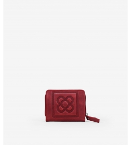 Small leather wallet with Barcelona flower